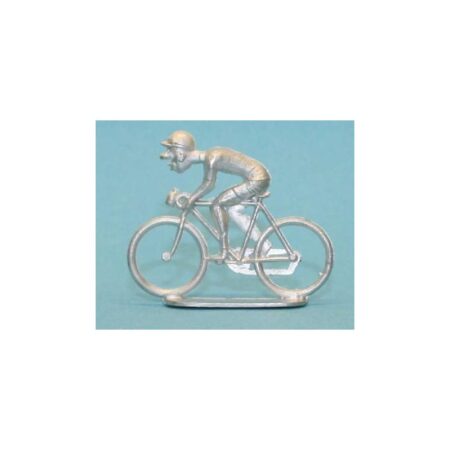 Cycliste en métal blanc.