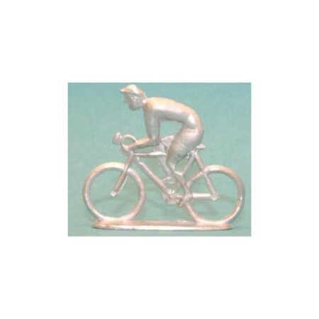 Cycliste en métal blanc.